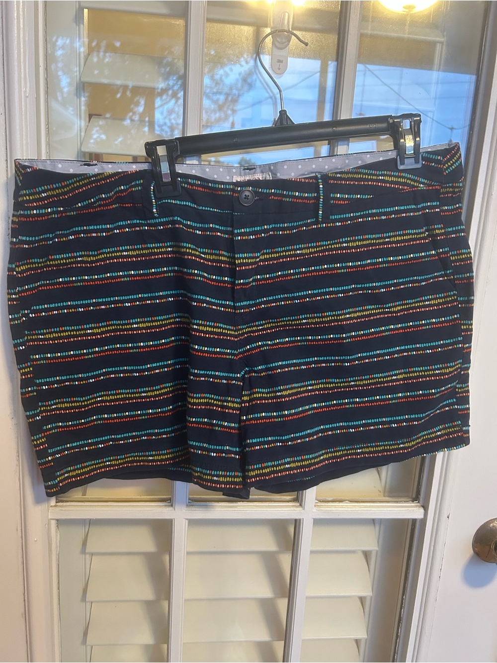 Merona Navy Flat-Front Shorts with Multicolor Stripes